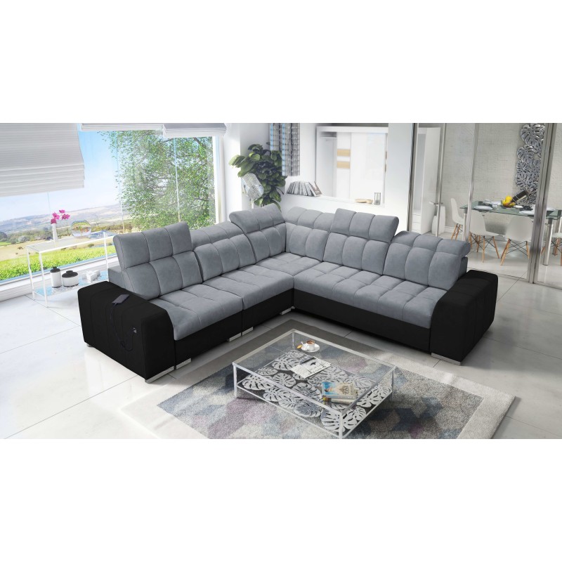 Prisma III corner sofa with sleeping function and USB port – comfort and style in one piece of furniture