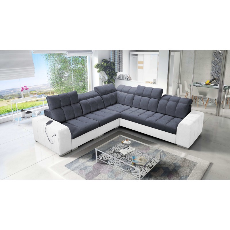 Esquinero Prisma III con función de cama y puerto USB: comodidad y estilo en un solo mueble.