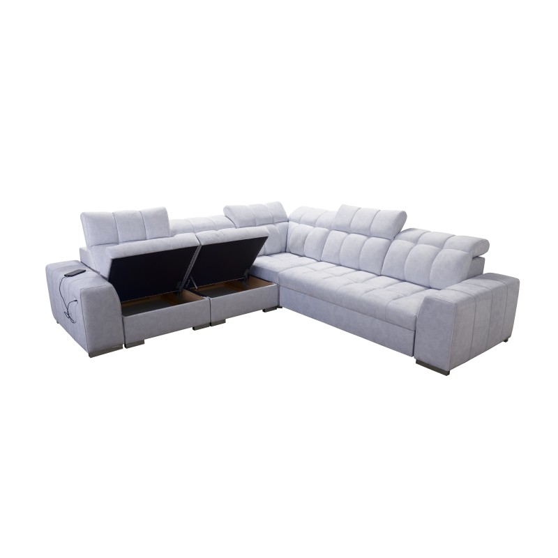 Esquinero Prisma III con función de cama y puerto USB: comodidad y estilo en un solo mueble.