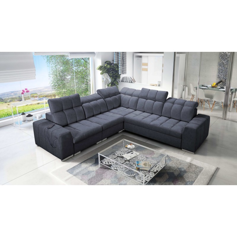 Prisma III corner sofa with sleeping function and USB port – comfort and style in one piece of furniture