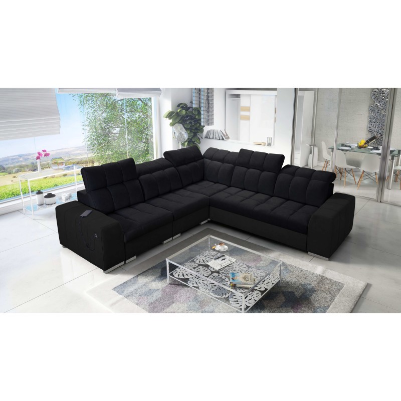 Prisma III corner sofa with sleeping function and USB port – comfort and style in one piece of furniture