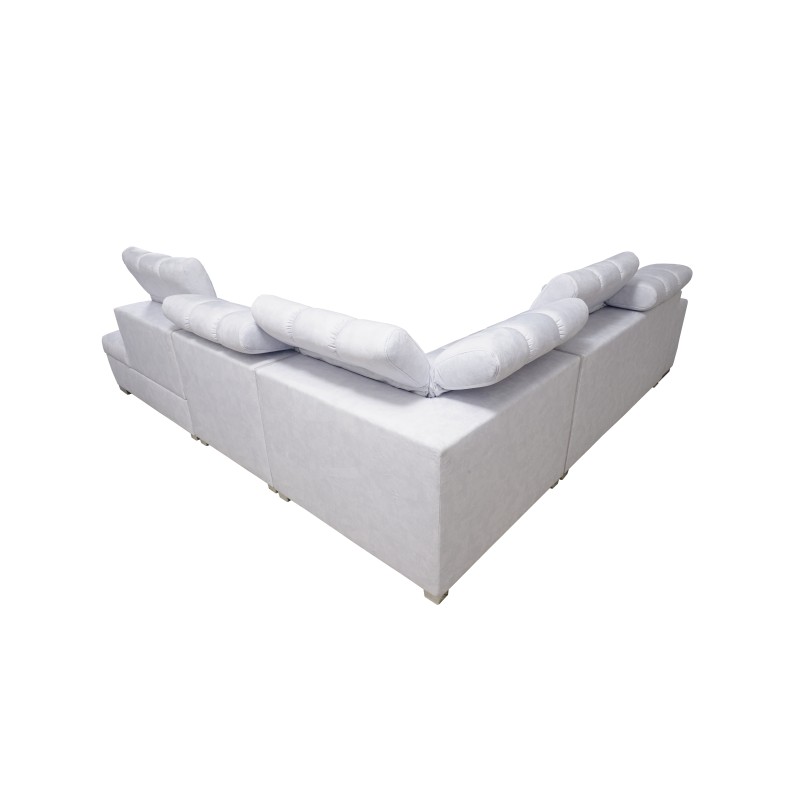 Sofá esquinero Prisma IX con función de cama, puerto USB y contenedor para ropa de cama - Terciopelo | Apto para mascotas, Terra