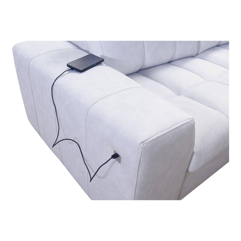 Prisma IX corner sofa with sleeping function, USB port, and bedding storage - Velvet | Pet friendly, Terra 13