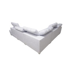 Ecksofa Prisma IX mit Schlaffunktion, USB-Anschluss und Bettkasten - Samt | Haustierfreundlich, Terra 26 + Ökoleder