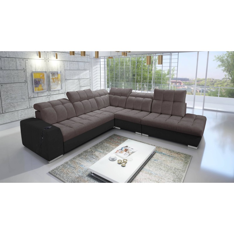 Esquina Prisma IX con función de dormir, puerto USB y contenedor para ropa de cama - Velvet | Apto para mascotas, Terra 26 + Cue