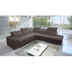 Prisma IX corner sofa with sleeping function, USB port, and bedding storage - Velvet | Pet friendly, Terra 26