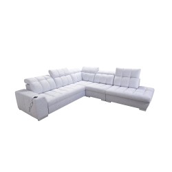 Prisma IX corner sofa with a sleeping function, USB port, and bedding container - Velvet | Pet friendly, Terra 48 + Eco-leather