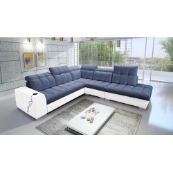 Prisma IX corner sofa with a sleeping function, USB port, and bedding storage - Velvet | Pet friendly, Terra 76 + Eco-leather