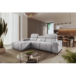 Elegant Verona I Corner Sofa with Sleeping Function - Velvet, Vena 3 | Your Perfect Furniture