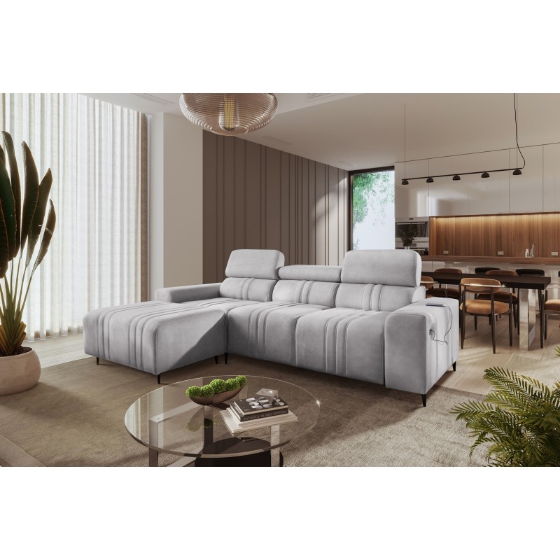 Elegant Verona I Corner Sofa with Sleeping Function - Velvet, Vena 3 | Your Perfect Furniture