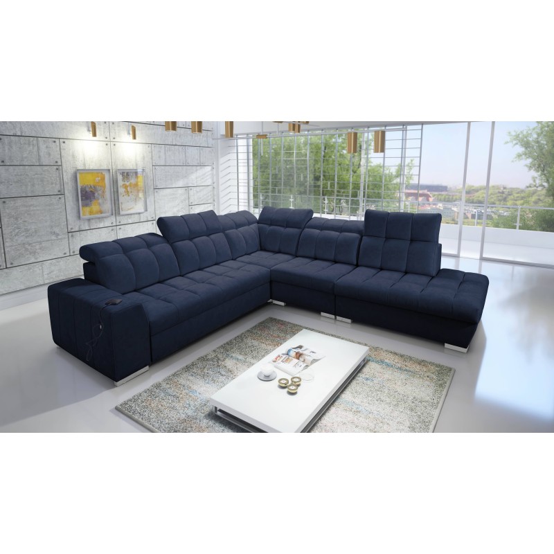 Ecksofa Prisma IX mit Schlaffunktion, USB-Anschluss und Bettkasten - Velvet | Haustierfreundlich, Terra 79