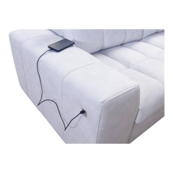 Prisma IX corner sofa with sleeping function, USB port, and bedding storage - Velvet | Pet friendly, Terra 92 + Eco-leather
