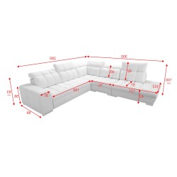 Ecksofa Prisma IX mit Schlaffunktion, USB-Anschluss und Bettkasten - Samt | Tierfreundlich, Terra 96