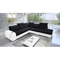 Prisma IX Ecksofa mit Schlaffunktion, USB-Anschluss und Bettkasten - Samt | Haustierfreundlich, Terra 99 + Kunstleder