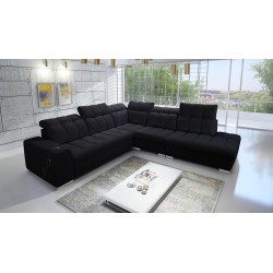 Prisma IX corner sofa with sleeping function, USB port, and bedding storage - Velvet | Pet friendly, Terra 99