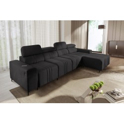 Esquinero Verona XII con función de cama, terciopelo, Vena 20 - Mueble práctico y elegante para tu sala de estar.