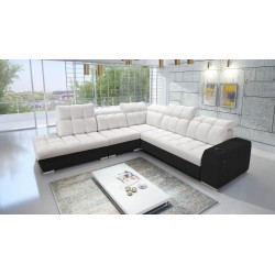 Prisma IX corner sofa with a sleeping function, USB port, and storage for bedding - Velvet | Pet friendly, Terra 06 + Black Eco-