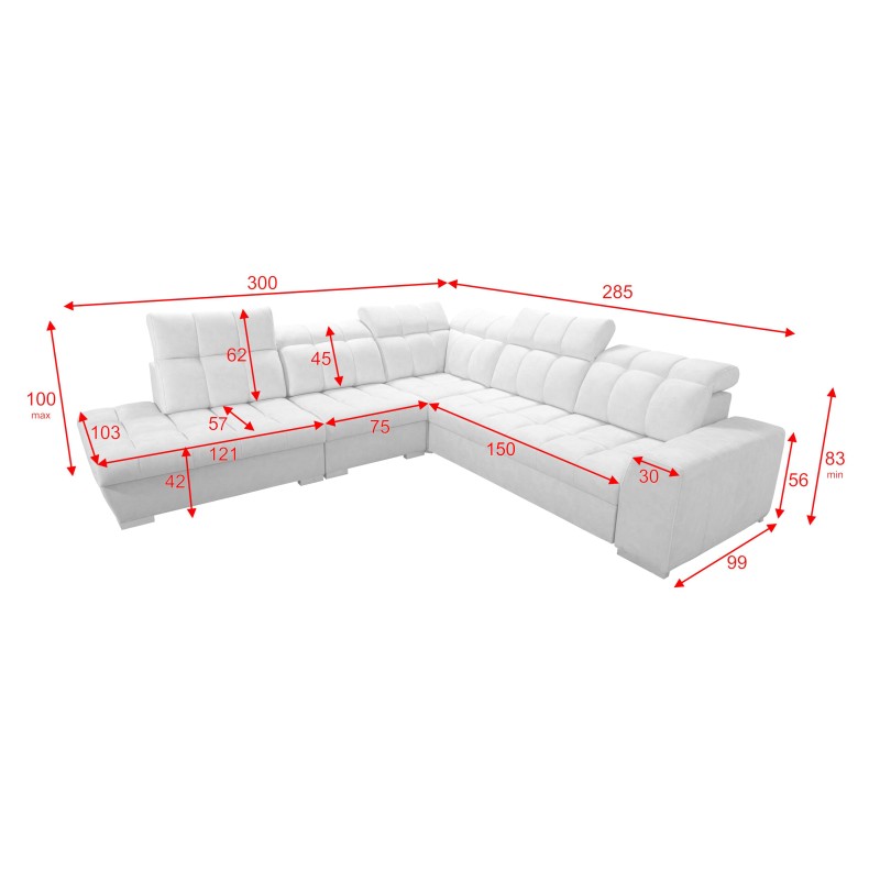 Ecksofa Prisma IX mit Schlaffunktion, USB-Anschluss und Bettkasten - Velvet | Haustierfreundlich, Terra 48 + Kunstleder