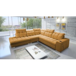 Esquina Prisma IX con función de cama, puerto USB y contenedor para ropa de cama - Velvet | Apto para mascotas, Terra 48