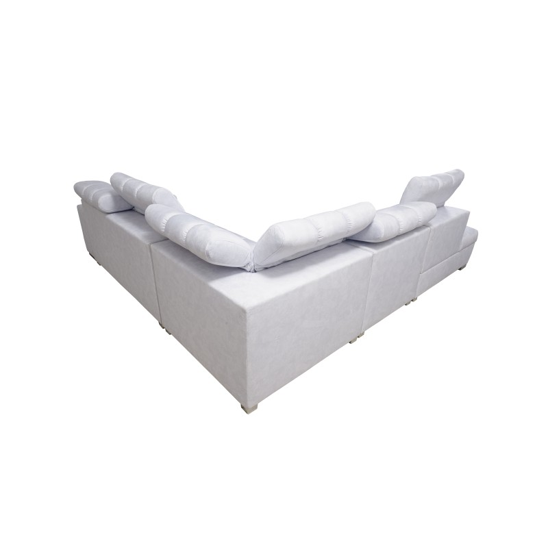 Prisma IX corner sofa with a sleeping function, USB port, and bedding container - Velvet | Pet friendly, Terra 75 + Eco leather