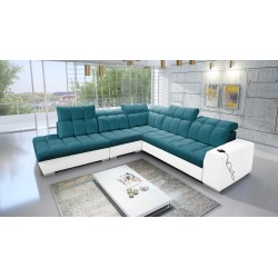 Prisma IX Ecksofa mit Schlaffunktion, USB-Anschluss und Bettkasten - Velvet | Haustierfreundlich, Terra 75 + Ecoskin