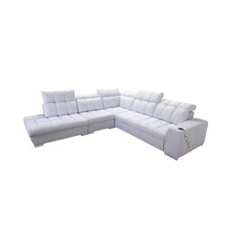 Prisma IX Corner Sofa with Sleeping Function, USB Port, and Bedding Storage - Velvet | Pet Friendly, Terra 76 + Black Eco-leathe