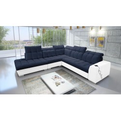 Prisma IX corner sofa with sleeping function, USB port, and bedding storage - Velvet | Pet friendly, Terra 79 + Eco-leather