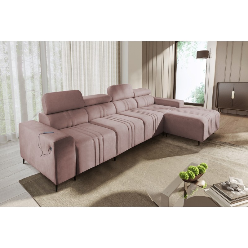 Verona XII Ecksofa mit Schlaffunktion aus Samt, Vena 10 - Praktisches und elegantes Möbelstück für Ihr Wohnzimmer