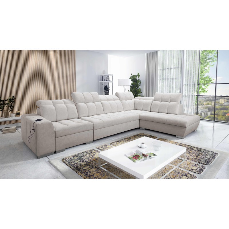 Prisma XI corner sofa with sleeping function and USB port - elegance and comfort