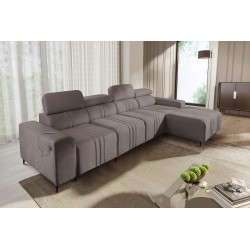 Sofá esquinero Verona XII con función de cama de terciopelo, Vena 8 - Mueble práctico y elegante para tu salón.