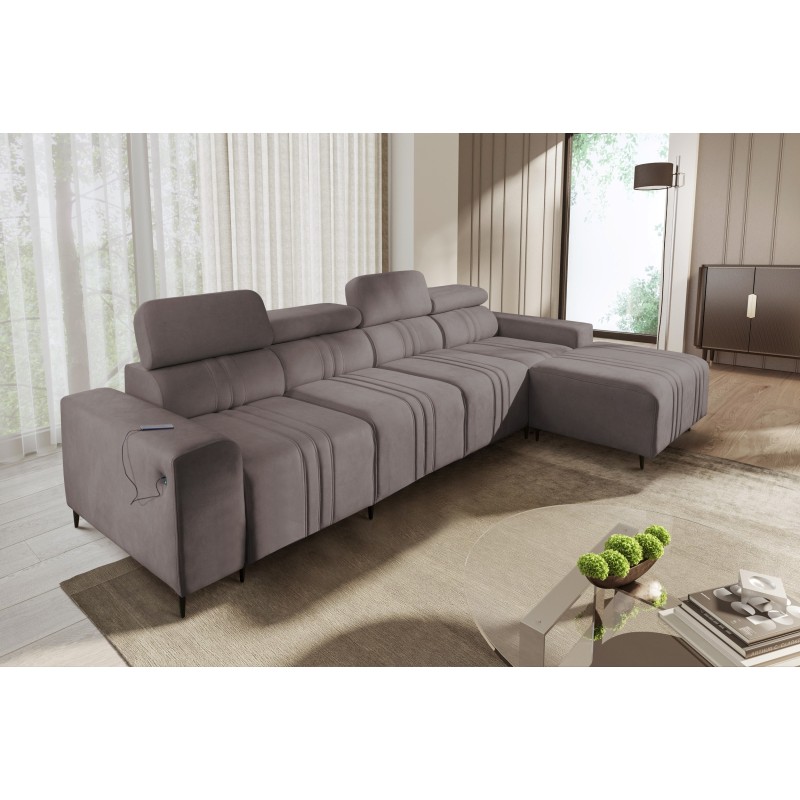 Verona XII Corner Sofa with Sleeping Function Velvet, Vena 8 - A Practical and Elegant Piece of Furniture for Your Living Room