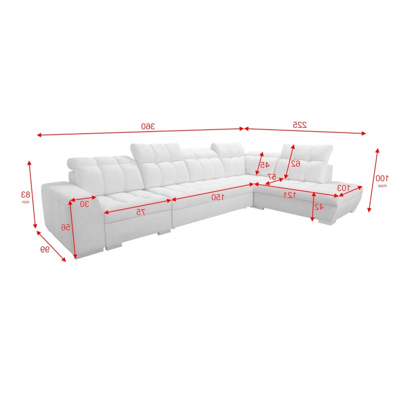 Ecksofa Prisma XI mit Schlaffunktion und USB-Anschluss - Eleganz und Komfort
