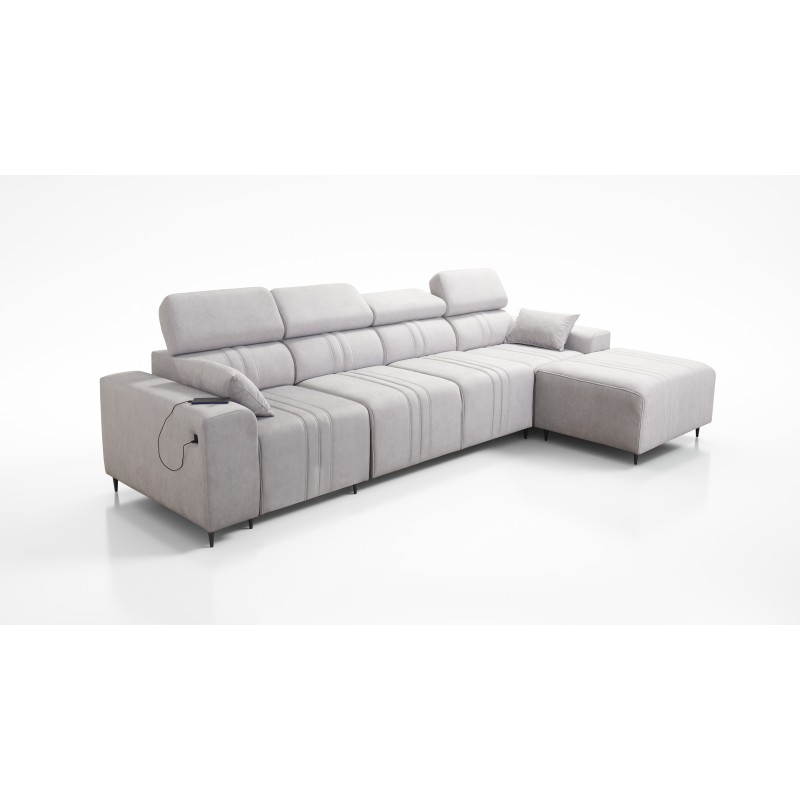 Sofá esquinero Verona XII con función de cama de terciopelo, Vena 8 - Mueble práctico y elegante para tu salón.