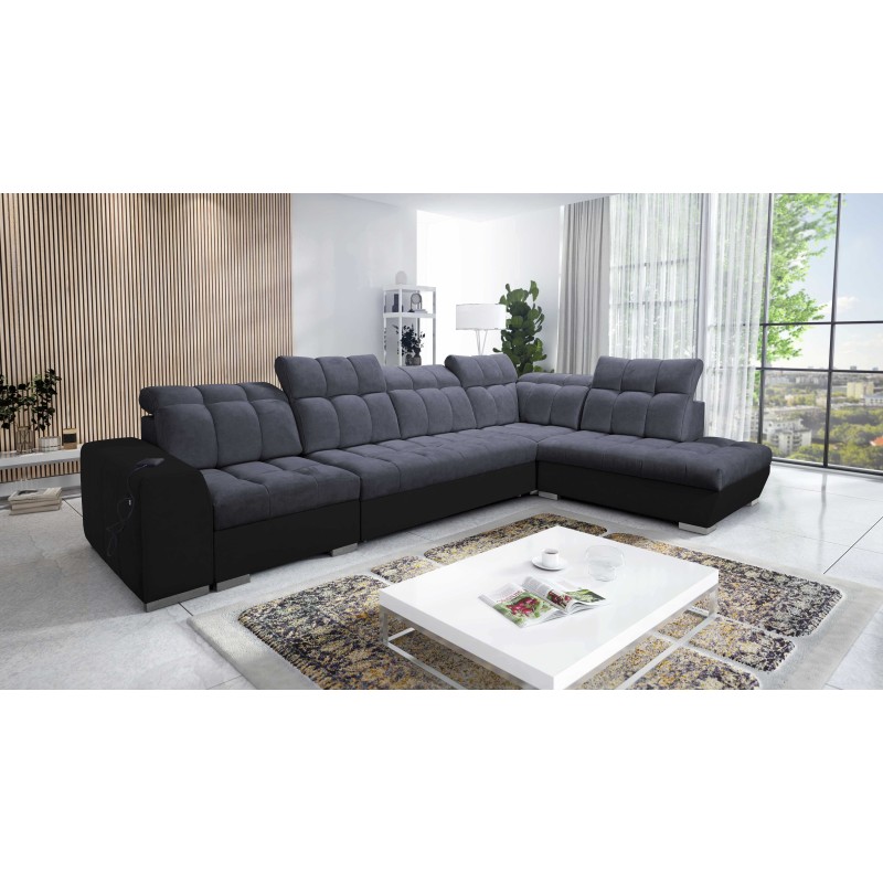 Esquinero Prisma XI con función de cama y puerto USB: elegancia y confort.