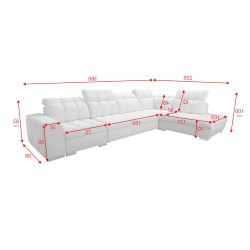Prisma XI corner sofa with sleeping function and USB port - elegance and comfort
