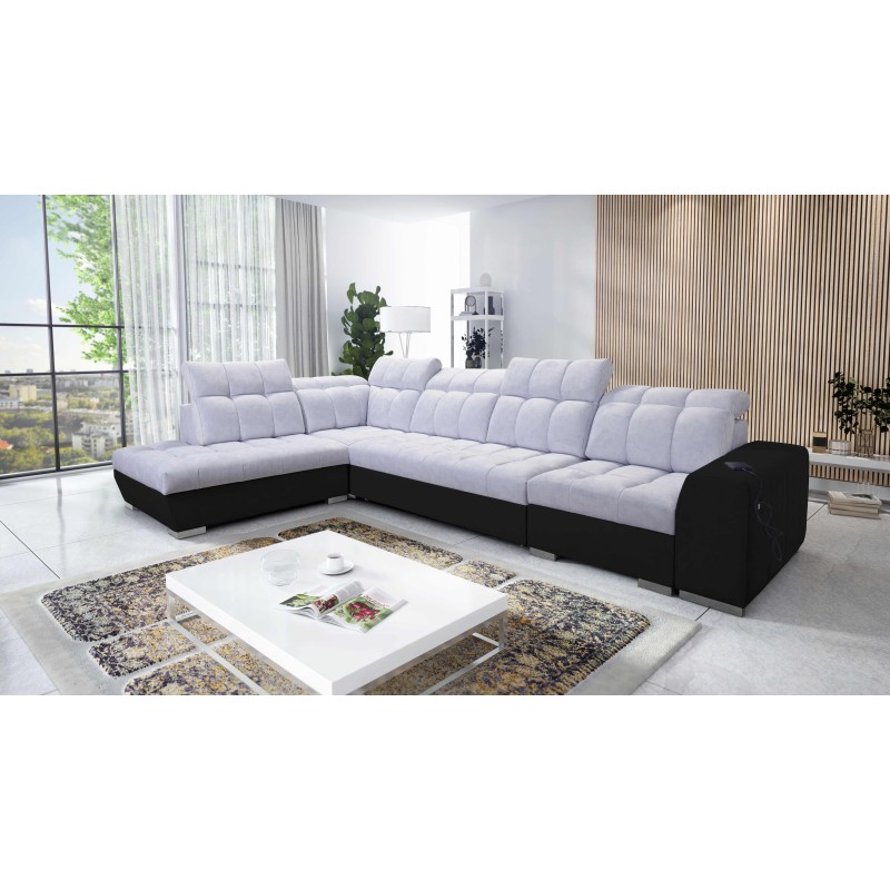 Prisma XI corner sofa with sleeping function and USB port - elegance and comfort