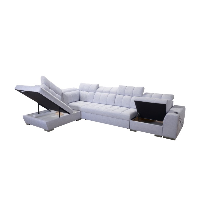 Prisma XI corner sofa with sleeping function and USB port - elegance and comfort