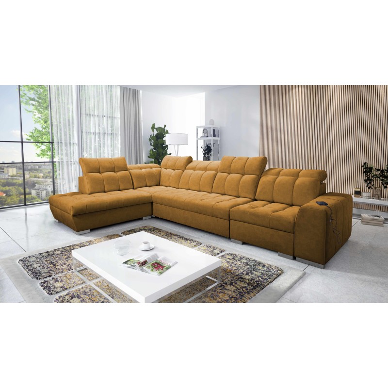 Prisma XI corner sofa with sleeping function and USB port - elegance and comfort