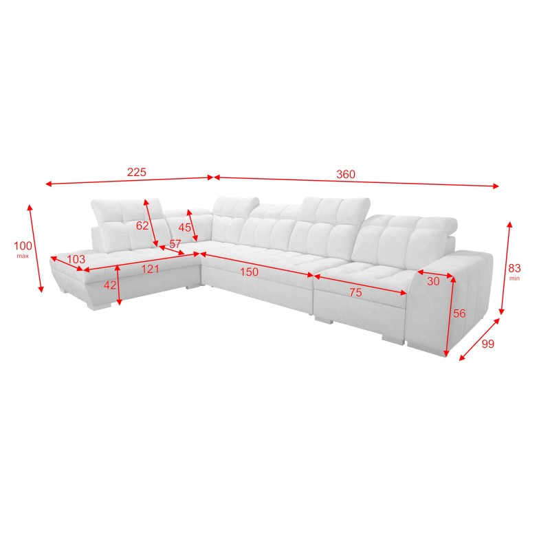 Prisma XI corner sofa with sleeping function and USB port - elegance and comfort