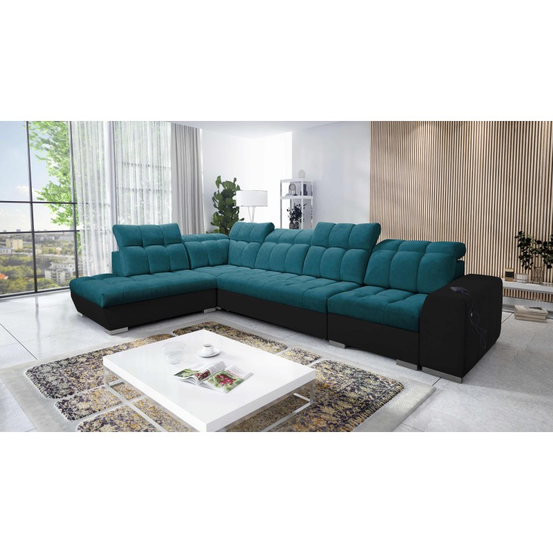 Prisma XI corner sofa with sleeping function and USB port - elegance and comfort