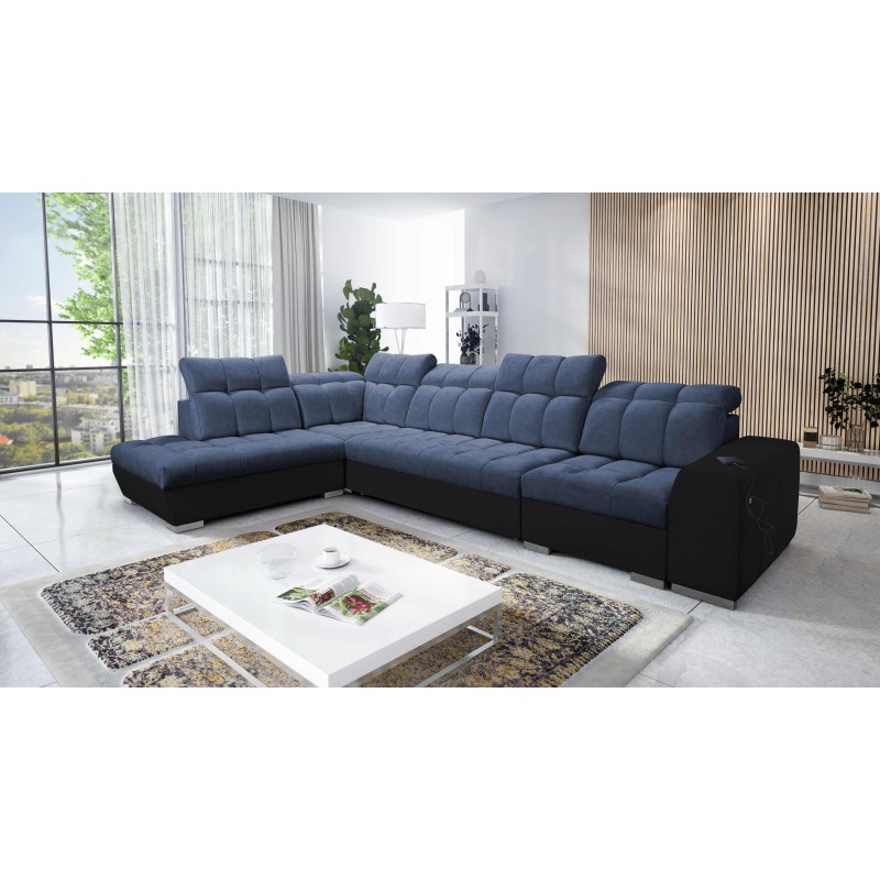 Prisma XI corner sofa with sleeping function and USB port - elegance and comfort
