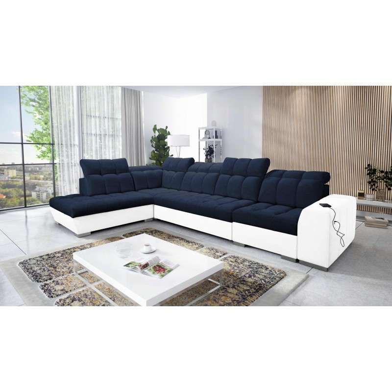 Prisma XI corner sofa with sleeping function and USB port - elegance and comfort