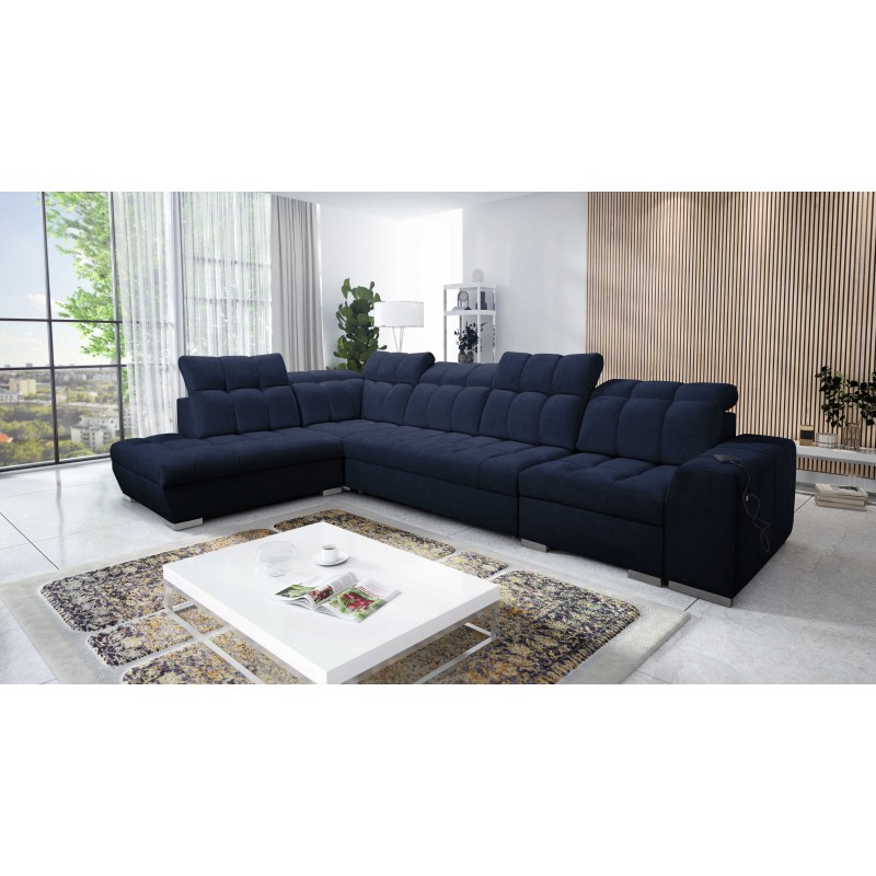 Prisma XI corner sofa with sleeping function and USB port - elegance and comfort