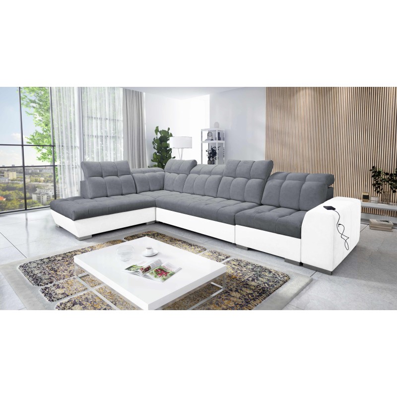Prisma XI corner sofa with sleeping function and USB port - elegance and comfort