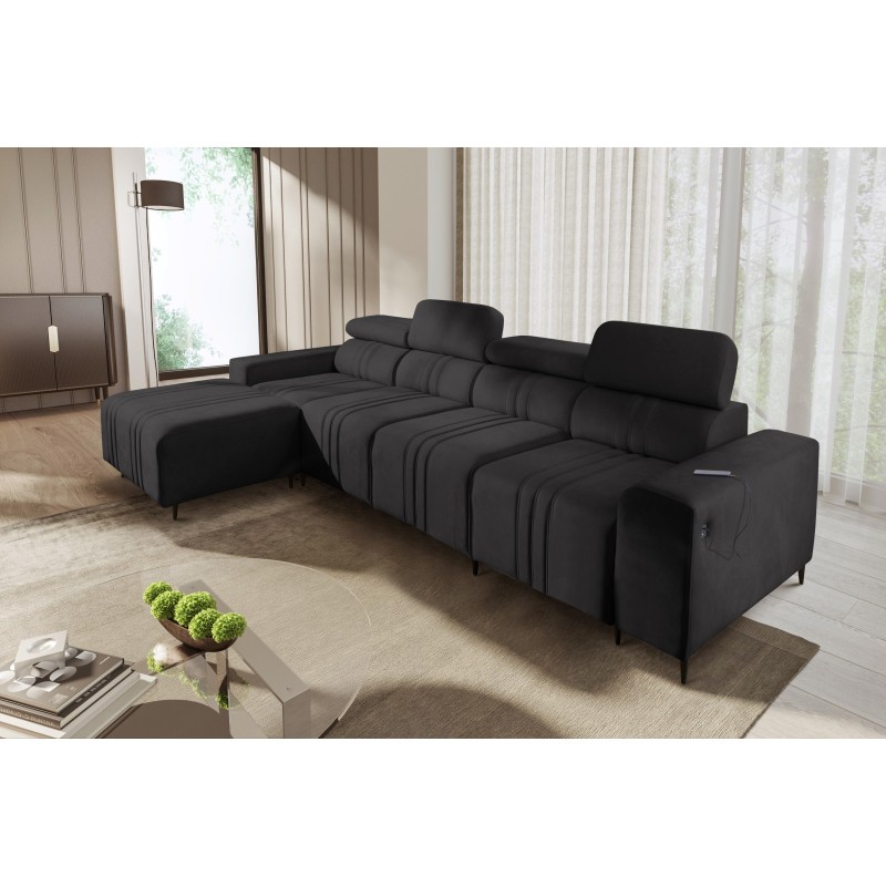 Ecksofa Verona XII mit Schlaffunktion Velours, Vena 20 - Praktisches und elegantes Möbelstück für Ihr Wohnzimmer