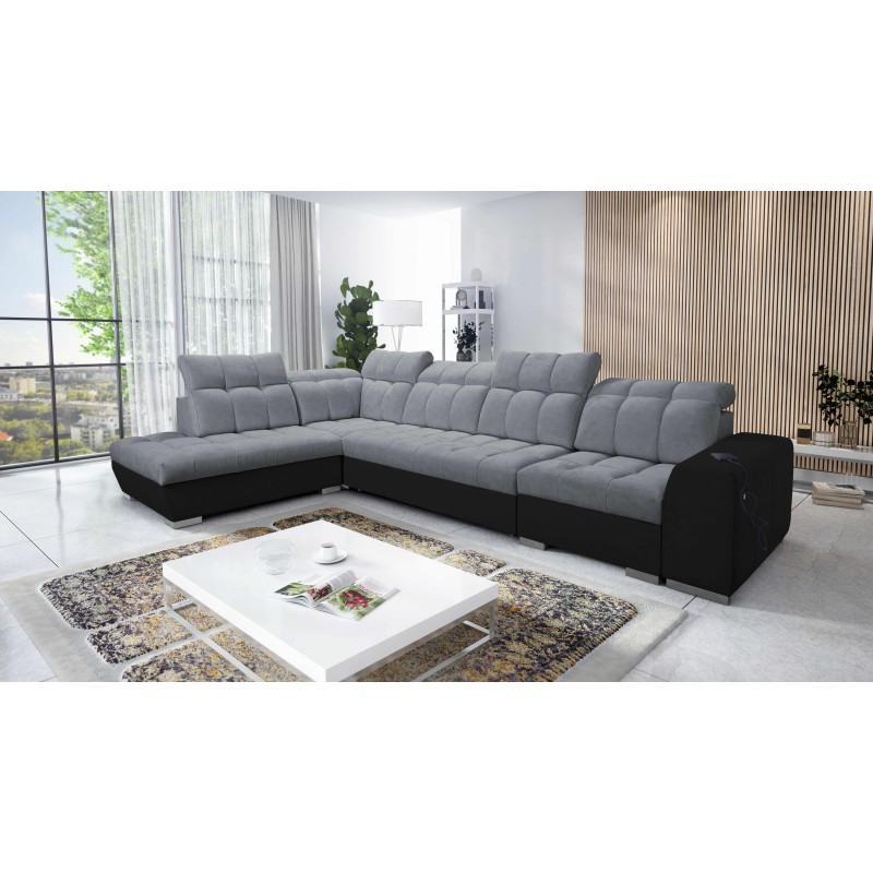 Prisma XI corner sofa with sleeping function and USB port - elegance and comfort