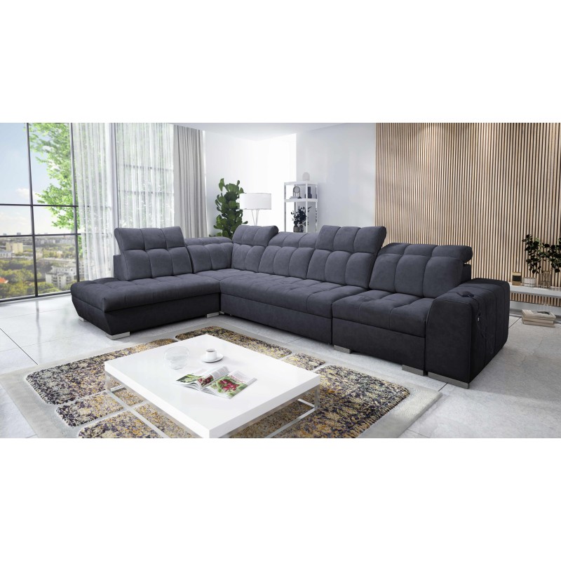 Prisma XI corner sofa with sleeping function and USB port - elegance and comfort
