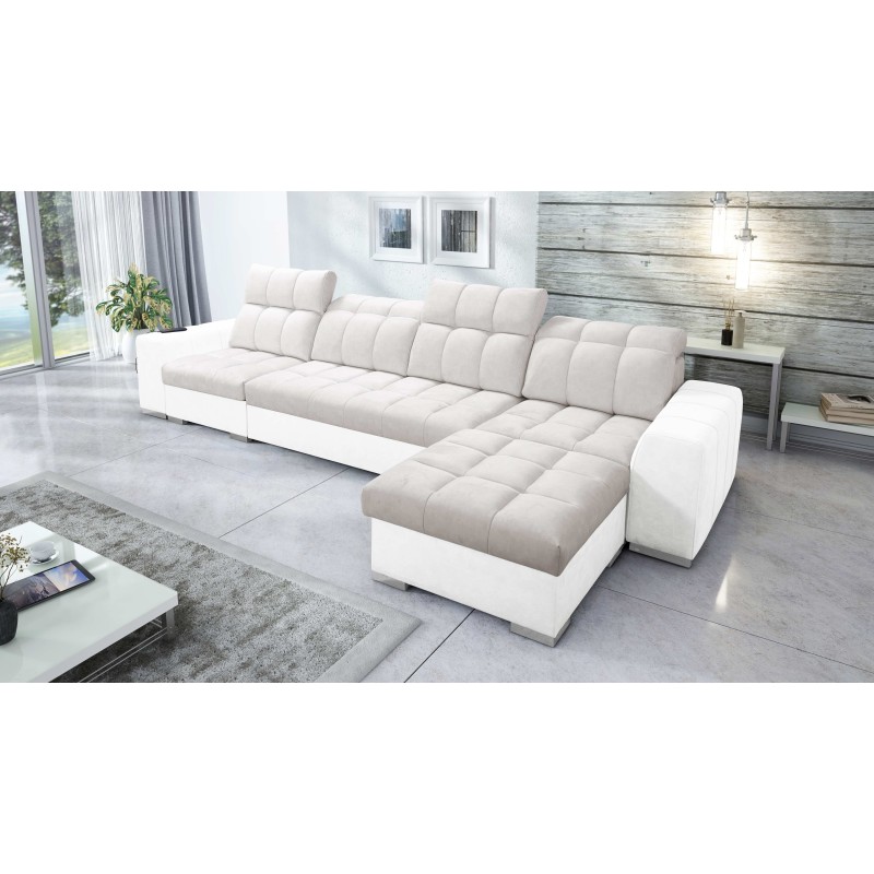 Esquinero Prisma XII con función de cama | Mueble de lujo con puerto USB | Terciopelo | Apto para mascotas, Terra 06 + Ecocuero