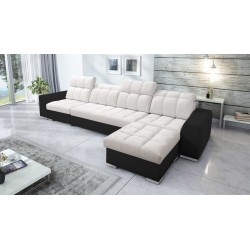 Sofá Esquinero Prisma XII con función de cama | Mueble de Lujo con Puerto USB | Terciopelo | Apto para Mascotas, Terra 06 + Cuer