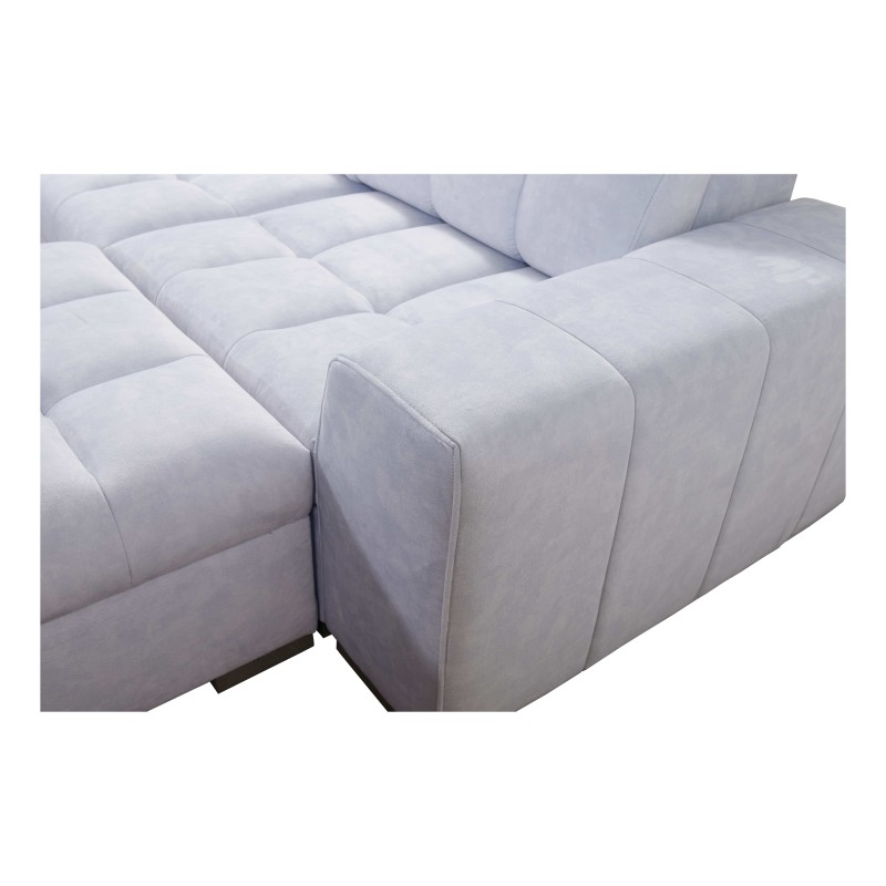 Prisma XII Corner Sofa with Sleeping Function | Luxury Furniture with USB Port | Velvet | Pet Friendly, Terra 06 + Black Eco-lea